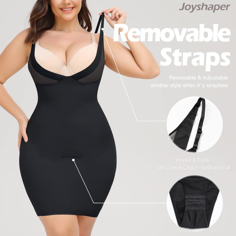 JOYSHAPER جوي شايبر سليب كامل للنساء تحت الفساتين للتحكم في البطن، شورت شكل الجسم غير مرئي (أسود، XXL) - Image 3